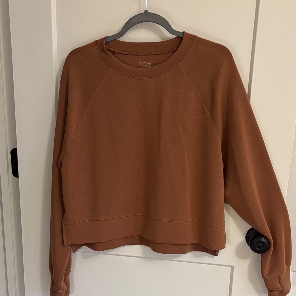 OFFLINE by Aerie Women's Rust Crewneck Sweatshirt - Picture 2 of 2